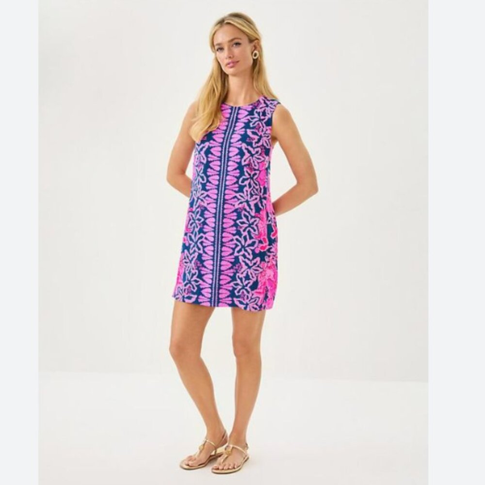 Edita Shift Dress in Starlight Navy Once and Floral Size 14
